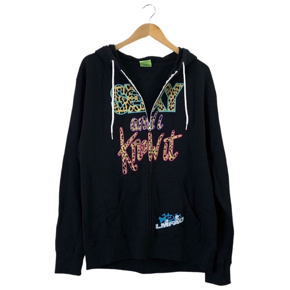 LMFAO Sexy And I Know It Party Rock Black Fleece Zip Up Hoodie Sweater L - Picture 3 of 14
